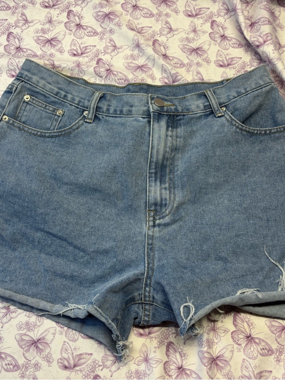 🍄Casual High-Rise Light Blue Denim Shorts